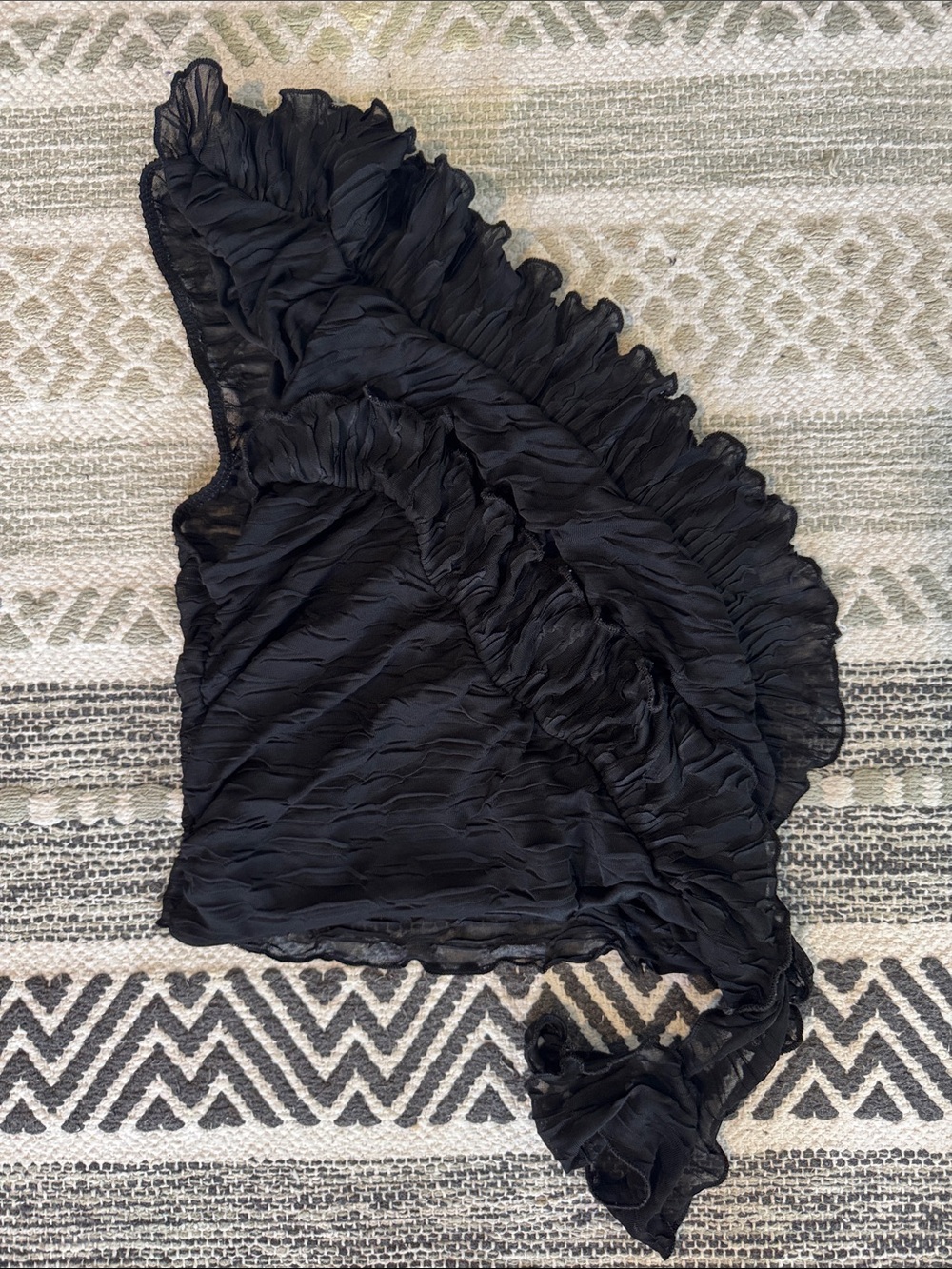 Zara Black One-Shoulder Ruffle Top